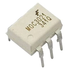 Description: Opto-isolators or Opto-couplers, are made up of a light emitting device, and a light sensitive device, all wrapped up in one package, but with no electrical connection between the two, just a beam of light. MOC3021 is an opto-coupler designed for triggering TRIACS. By using this we can trigger anywhere in the cycle, so can call them as non-zero opto-coupler. MOC3021 are very widely used and can be quite easily obtained from many sources Features: 400 V Photo-triac driver output Gallium-Arsenide-Diode Infrared Source and Optically-Coupled Silicon triac driver High Isolation 7500 V Peak Output Driver Designed for 220 Vac Standard 6-terminal plastic DIP Pin Description: Pin 1: Anode Pin 2: Cathode Pin 3: No connection (NC) Pin 4: Main terminal Pin 5: No connection (NC) Pin 6: Main terminal