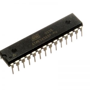 The Atmel ATmega328P is a 32K 8-bit microcontroller based on the AVR architecture. Many instructions are executed in a single clock cycle providing a throughput of almost 20 MIPS at 20MHz. The ATMEGA328-PU comes in an PDIP 28 pin package and is suitable for use on our 28 pin AVR Development Board. Features include: High Performance, Low Power Design 8-Bit Microcontroller Atmel® AVR® advanced RISC architecture 131 Instructions most of which are executed in a single clock cycle Up to 20 MIPS throughput at 20 MHz 32 x 8 working registers 2 cycle multiplier Memory Includes 32KB of of programmable FLASH 1KB of EEPROM 2KB SRAM 10,000 Write and Erase Cycles for Flash and 100,000 for EEPROM Data retention for 20 years at 85°C and 100 years at 25°C Optional boot loader with lock bits In System Programming (ISP) by via boot loader True Read-While-Write operation Programming lock available for software security Features Include 2 x 8-bit Timers/Counters each with independent prescaler and compare modes A single 16-bit Timer/Counter with an idependent prescaler, compare and capture modes Real time counter with independent oscillator 10 bit, 6 channel analog to digital Converter 6 pulse width modulation channels Internal temperature sensor Serial USART (Programmable) Master/Slave SPI Serial Interface – (Philips I2C compatible) Programmable watchdog timer with independent internal oscillator Internal analog comparator Interrupt and wake up on pin change Additional Features Features Internal calibrated oscillator Power on reset and programmable brown out detection External and internal interrupts 6 sleep modes including idle, ADC noise reduction, power save, power down, standby, and extended standby I/O and Package 23 programmable I/O lines 28 pin PDIP package Operating voltage: 1.8 – 5.5V Operating temperature range: -40°C to 85°C Speed Grades: 0-4 MHz at 1.8-5.5V 0-10 MHz at 2.7-5.5V 0-20 MHz at 4.5-5.5V Low power consumption mode at 1.8V, 1 MHz and 25°C: Active Mode: 0.3 mA Power-down Mode: 0.1 μA Power-save Mode: 0.8 μA (Including 32 kHz RTC) Flash: 32 KBytes EEPROM: 1 KBytes SRAM: 2 KBytes Max I/O Pins: 23 Frequency Max: 20 MHz VCC: 1.8-5.5 10-bit A/D Channels: 6 Analog Comparator: Yes 16-bit Timers: 1 8-bit Timer: 2 Brown Out Detector: Yes Ext Interrupts: 2 Hardware Multiplier: Yes Interrupts: 26 ISP: Yes On Chip Oscillator: Yes PWM Channels: 6 RTC: Yes Self Program Memory: Yes SPI: 1 TWI: Yes UART: 1 Watchdog: Yes Package: Lead Free PDIP 28 We know yoU