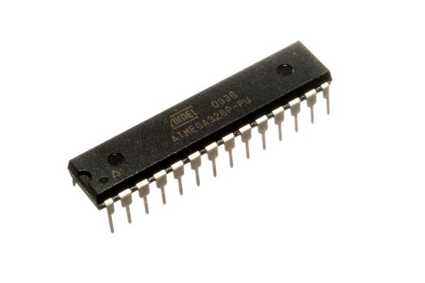 The Atmel ATmega328P is a 32K 8-bit microcontroller based on the AVR architecture. Many instructions are executed in a single clock cycle providing a throughput of almost 20 MIPS at 20MHz. The ATMEGA328-PU comes in an PDIP 28 pin package and is suitable for use on our 28 pin AVR Development Board. Features include: High Performance, Low Power Design 8-Bit Microcontroller Atmel® AVR® advanced RISC architecture 131 Instructions most of which are executed in a single clock cycle Up to 20 MIPS throughput at 20 MHz 32 x 8 working registers 2 cycle multiplier Memory Includes 32KB of of programmable FLASH 1KB of EEPROM 2KB SRAM 10,000 Write and Erase Cycles for Flash and 100,000 for EEPROM Data retention for 20 years at 85°C and 100 years at 25°C Optional boot loader with lock bits In System Programming (ISP) by via boot loader True Read-While-Write operation Programming lock available for software security Features Include 2 x 8-bit Timers/Counters each with independent prescaler and compare modes A single 16-bit Timer/Counter with an idependent prescaler, compare and capture modes Real time counter with independent oscillator 10 bit, 6 channel analog to digital Converter 6 pulse width modulation channels Internal temperature sensor Serial USART (Programmable) Master/Slave SPI Serial Interface – (Philips I2C compatible) Programmable watchdog timer with independent internal oscillator Internal analog comparator Interrupt and wake up on pin change Additional Features Features Internal calibrated oscillator Power on reset and programmable brown out detection External and internal interrupts 6 sleep modes including idle, ADC noise reduction, power save, power down, standby, and extended standby I/O and Package 23 programmable I/O lines 28 pin PDIP package Operating voltage: 1.8 – 5.5V Operating temperature range: -40°C to 85°C Speed Grades: 0-4 MHz at 1.8-5.5V 0-10 MHz at 2.7-5.5V 0-20 MHz at 4.5-5.5V Low power consumption mode at 1.8V, 1 MHz and 25°C: Active Mode: 0.3 mA Power-down Mode: 0.1 μA Power-save Mode: 0.8 μA (Including 32 kHz RTC) Flash: 32 KBytes EEPROM: 1 KBytes SRAM: 2 KBytes Max I/O Pins: 23 Frequency Max: 20 MHz VCC: 1.8-5.5 10-bit A/D Channels: 6 Analog Comparator: Yes 16-bit Timers: 1 8-bit Timer: 2 Brown Out Detector: Yes Ext Interrupts: 2 Hardware Multiplier: Yes Interrupts: 26 ISP: Yes On Chip Oscillator: Yes PWM Channels: 6 RTC: Yes Self Program Memory: Yes SPI: 1 TWI: Yes UART: 1 Watchdog: Yes Package: Lead Free PDIP 28 We know yoU